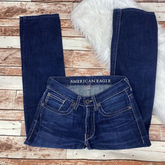 American Eagle Jeans Men's 29x30 Low Rise Boot Cut Wide Distressed Y2K Vintage - Picture 2 of 6